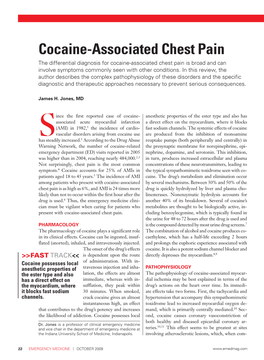 Cocaine-Associated Chest Pain the Differential Diagnosis for Cocaine-Associated Chest Pain Is Broad and Can Involve Symptoms Commonly Seen with Other Conditions