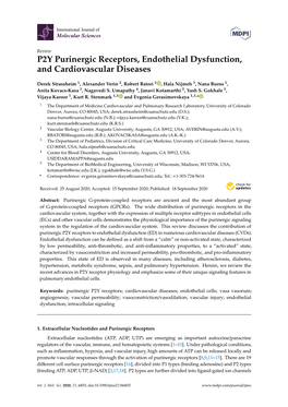 P2Y Purinergic Receptors, Endothelial Dysfunction, and Cardiovascular Diseases