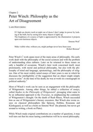 Peter Winch: Philosophy As the Art of Disagreement