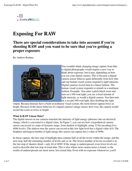Exposing for RAW - Digital Photo Pro