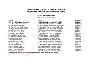 Staffed Parks City and County of Honolulu Department of Parks and Recreation Parks