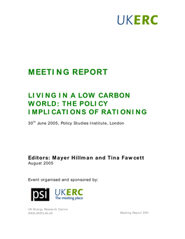 Living in a Low Carbon World