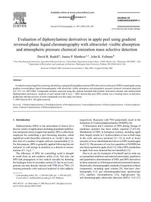 Evaluation of Diphenylamine Derivatives in Apple Peel Using Gradient Reversed-Phase Liquid Chromatography with Ultraviolet–Vis
