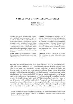 A Title Page of Michael Praetorius