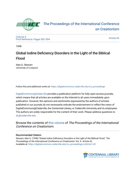 Global Iodine Deficiency Disorders in the Light of the Biblical Flood