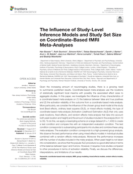 The Influence of Study-Level Inference Models and Study Set Size on Coordinate-Based Fmri Meta-Analyses