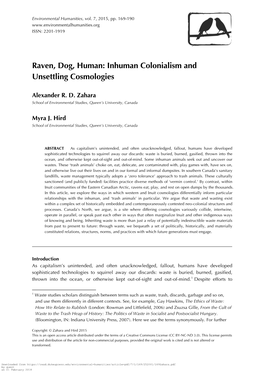Raven, Dog, Human: Inhuman Colonialism and Unsettling Cosmologies