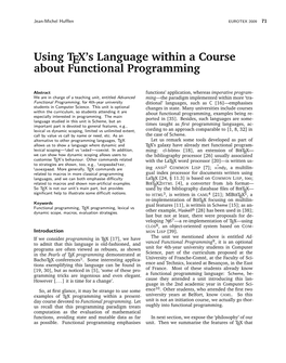 Using TEX's Language Within a Course About Functional
