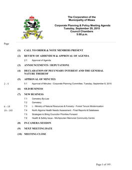 Corporate Planning Committee, Tuesday, September 8, 2015