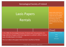 Laois Papers Contain the Size of a Holding and the Rent