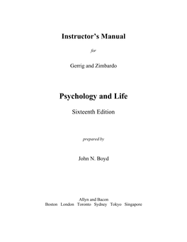 Psychology and Life