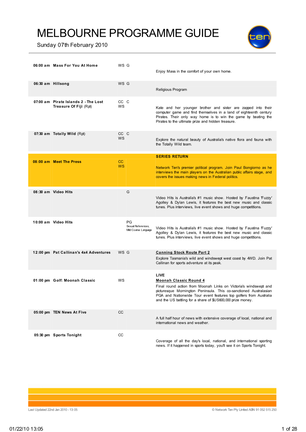 Melbourne Programme Guide