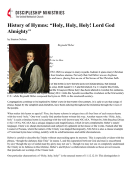 History of Hymns: “Holy, Holy, Holy! Lord God Almighty" by Stanton Nelson