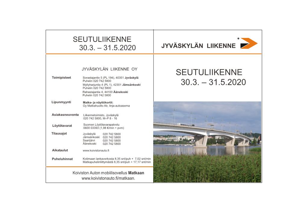 Seutuliikenne 30.3. – 31.5.2020