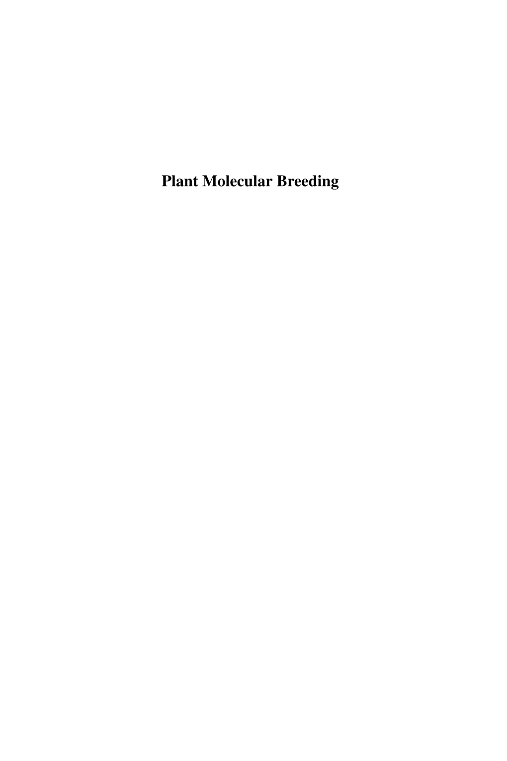 Plant Molecular Breeding
