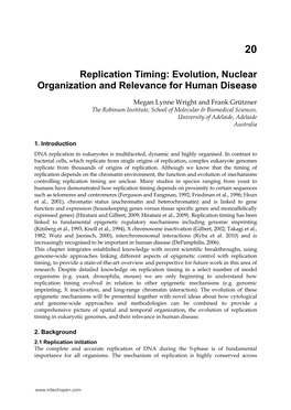 Replication Timing: Evolution, Nuclear Organization and Relevance for Human Disease