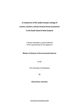 A Comparison of the Stable Isotopic Ecology of Eastern, Western, and Pre-Human Forest Ecosystems