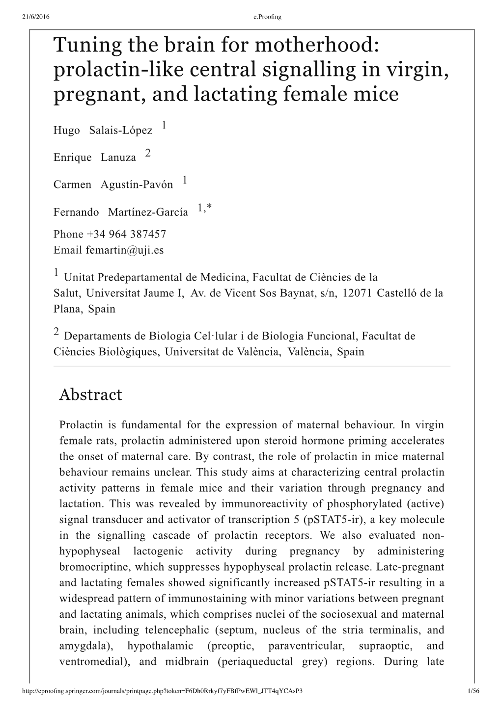 Tuning the Brain for Motherhood: Prolactin-Like Central Signalling in Virgin, Pregnant, and Lactating Female Mice