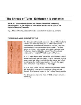 The Shroud of Turin - Evidence It Is Authentic