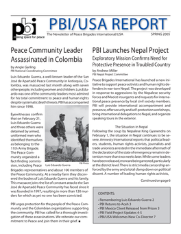 PBI/USA REPORT the Newsletter of Peace Brigades International/USA SPRING 2005