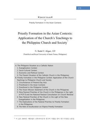 Priestly Formation in the Asian Contexts
