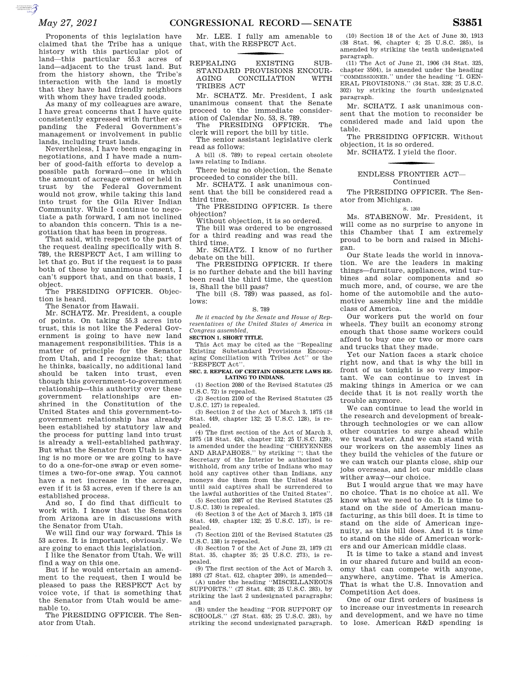 Congressional Record—Senate S3851