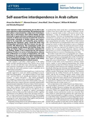 Self-Assertive Interdependence in Arab Culture