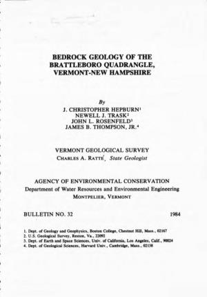 Bedrock Geology of the Brattleboro Quadrangle, Vermont-New Hampsiiire