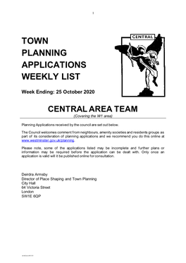 Town Planning Applications Weekly List
