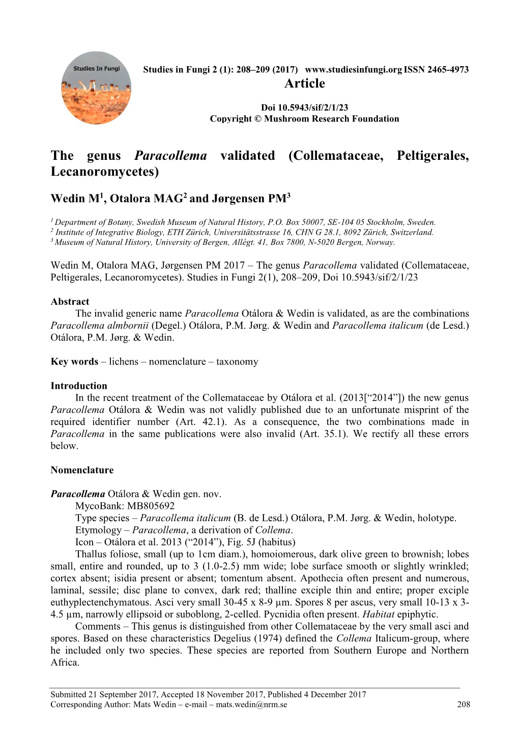 Collemataceae, Peltigerales, Lecanoromycetes)