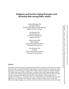 Religious and Secular Coping Strategies and Mortality Risk Among Older Adults