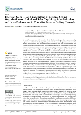 Effects of Sales-Related Capabilities of Personal Selling Organizations on Individual Sales Capability, Sales Behaviors and Sale