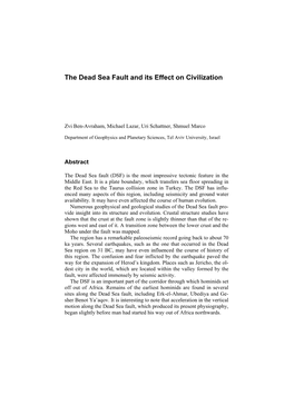 The Dead Sea Fault and Its Effect on Civilization