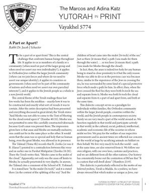 YUTORAH in PRINT Vayakhel 5774