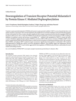 Downregulation of Transient Receptor Potential Melastatin 8 by Protein Kinase C-Mediated Dephosphorylation