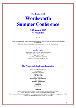 Wordsworth Summer Conference