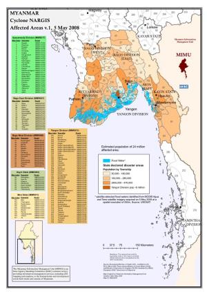 MYANMAR Cyclone NARGIS Affected Areas V.1, 5 May 2008
