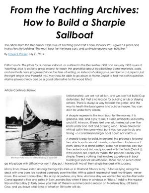 How to Build a Sharpie Sailboat