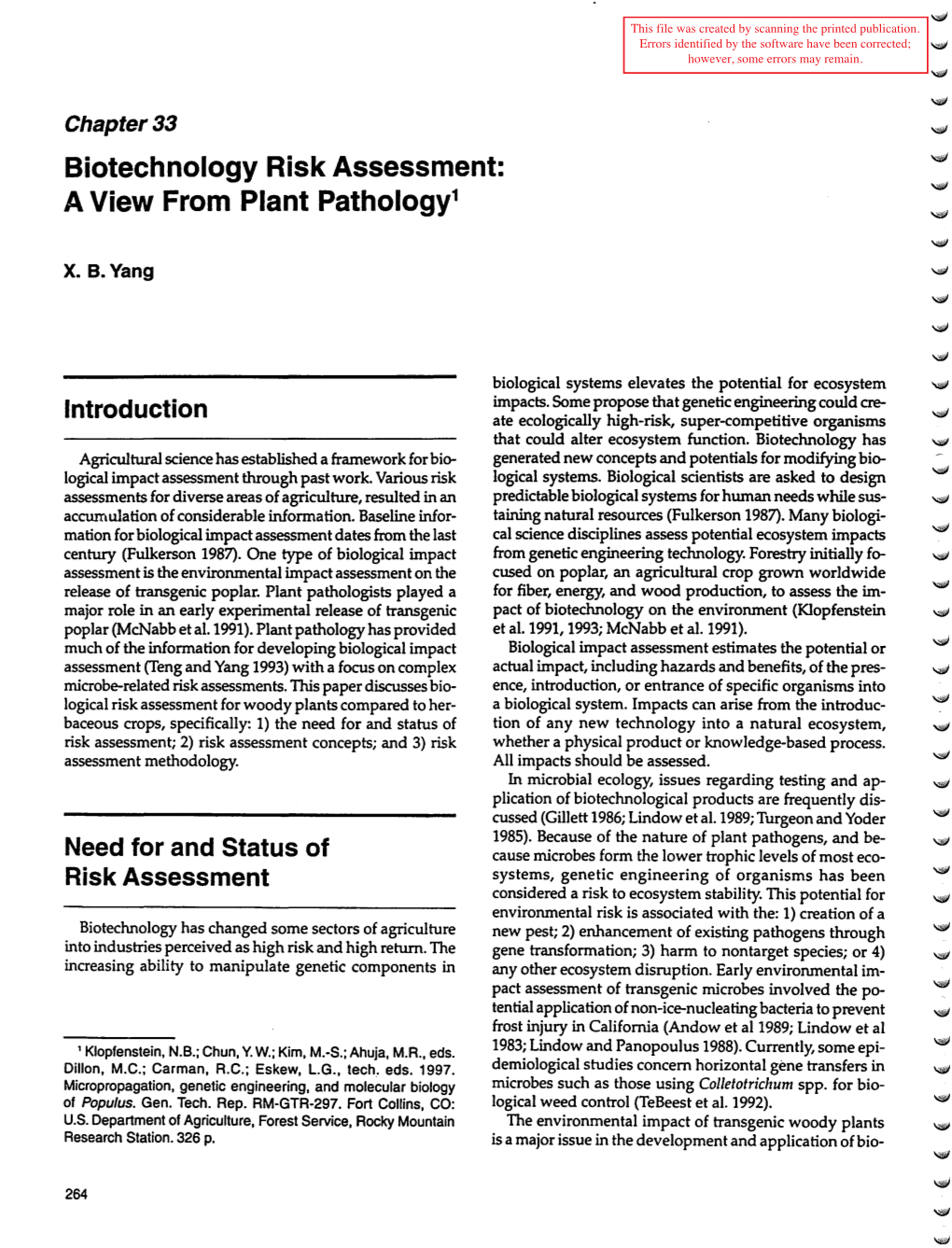 Biotechnology Risk Assessment: a View from Plant Pathology1