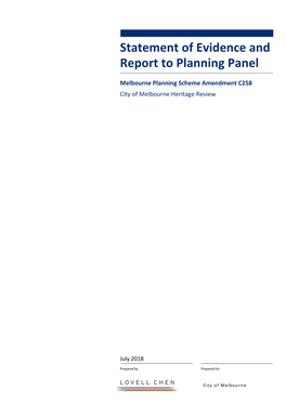 Statement of Evidence and Report to Planning Panel