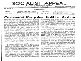 OCIALIST APPEAL an Organ of Revolutionary Socialism Published Monthly by Socialist Appeal, Room 719 — 35 S