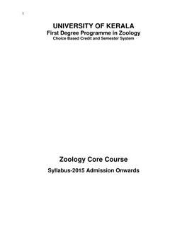 UNIVERSITY of KERALA Zoology Core Course