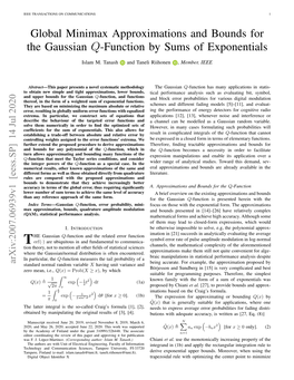 Global Minimax Approximations and Bounds for the Gaussian Q-Functionbysumsofexponentials 3