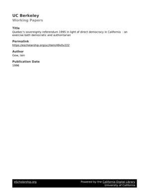 UC Berkeley Working Papers