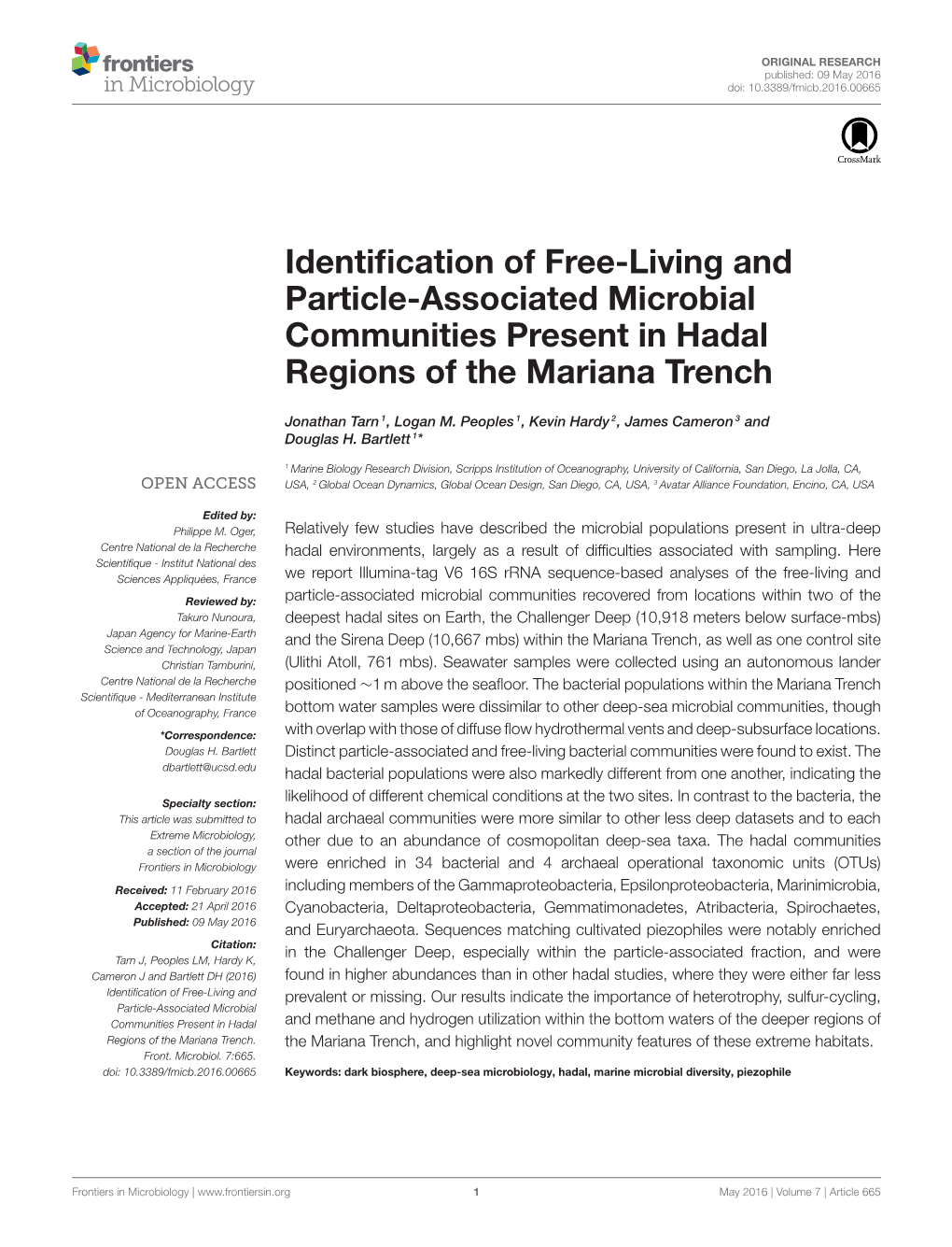 Identification of Free-Living and Particle-Associated Microbial