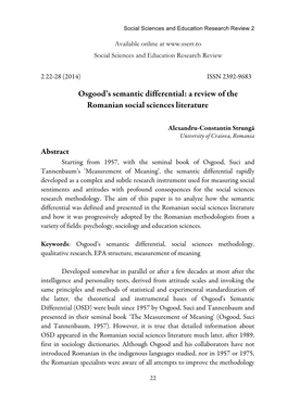 Osgood's Semantic Differential: a Review of the Romanian Social