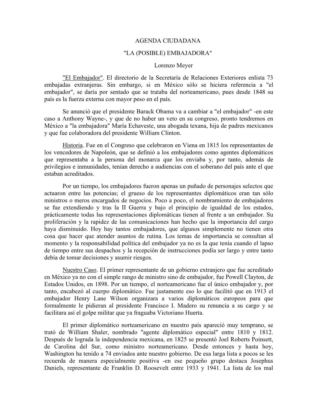 "El Embajador". El Directorio De La Secretaría De Relaciones Exteriores Enlista 73 Embajadas Extranjeras