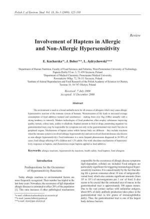 Involvement of Haptens in Allergic and Non-Allergic Hypersensitivity