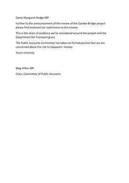 Public Accounts Committee Submission to the Garden Bridge Project Review