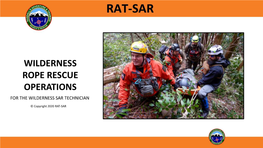Wilderness Rope Rescue Operations for the Wilderness Sar Technician